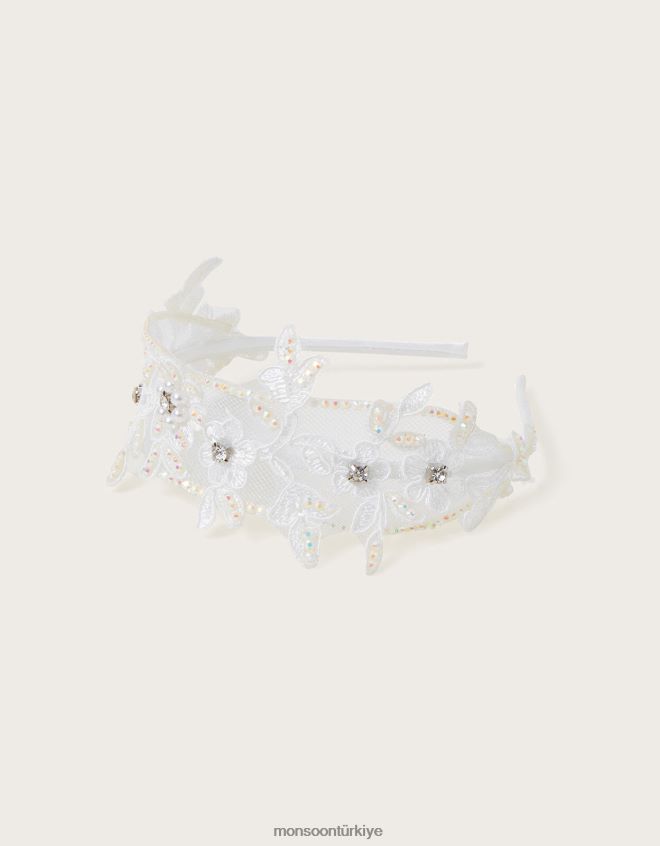Monsoon kız süslenmiş çiçekli nedime saç bandı JH86BT2544 aksesuar şık