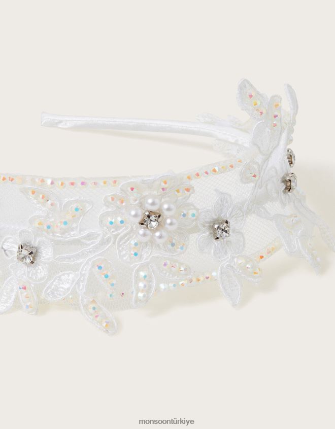 Monsoon kız süslenmiş çiçekli nedime saç bandı JH86BT2544 aksesuar şık