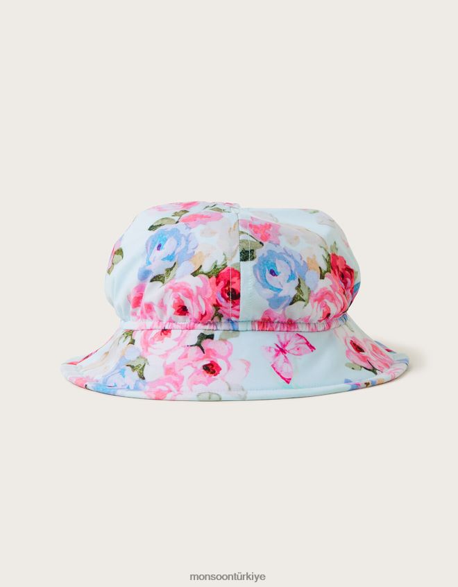 Monsoon çocuklar upf50+ korumalı bebek poz çiçekli şapka JH86BT2153 aksesuar yeşil (nane)