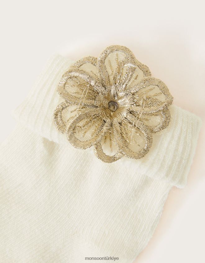 Monsoon kız bebek 3d çiçek çorapları JH86BT2748 aksesuar pembe