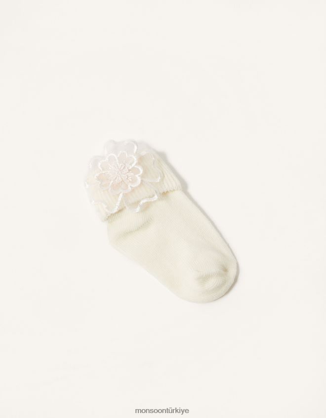 Monsoon kız bebek çiçek çorapları JH86BT2684 aksesuar pembe