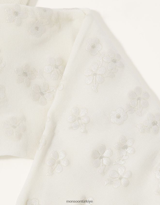 Monsoon kız bebek çiçek perlato desenli tayt JH86BT2624 aksesuar fildişi