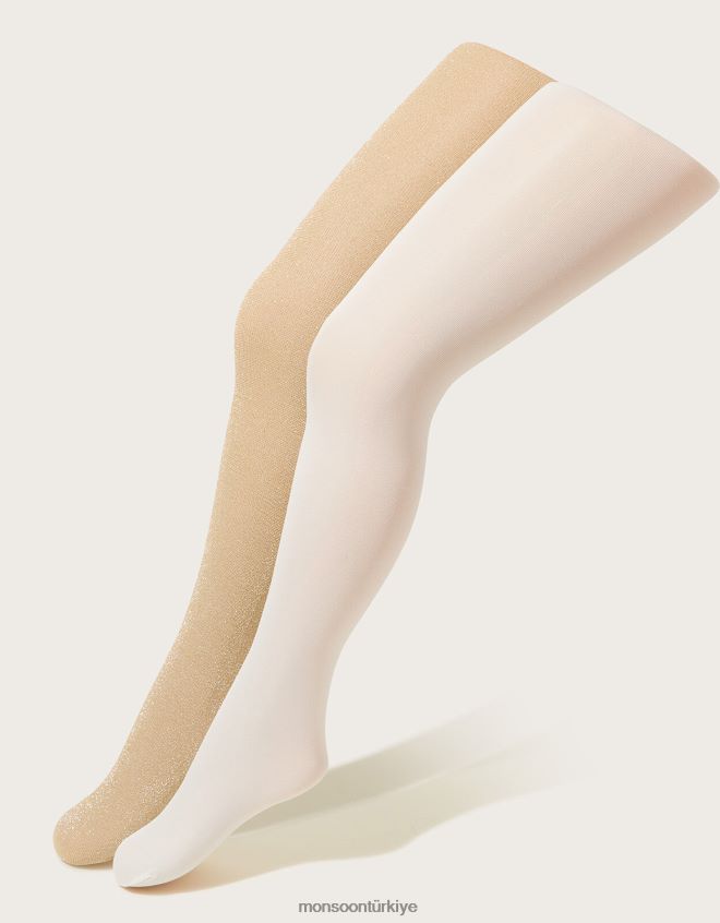 Monsoon kız bebek ışıltılı metalik tayt takımı JH86BT2634 aksesuar altın