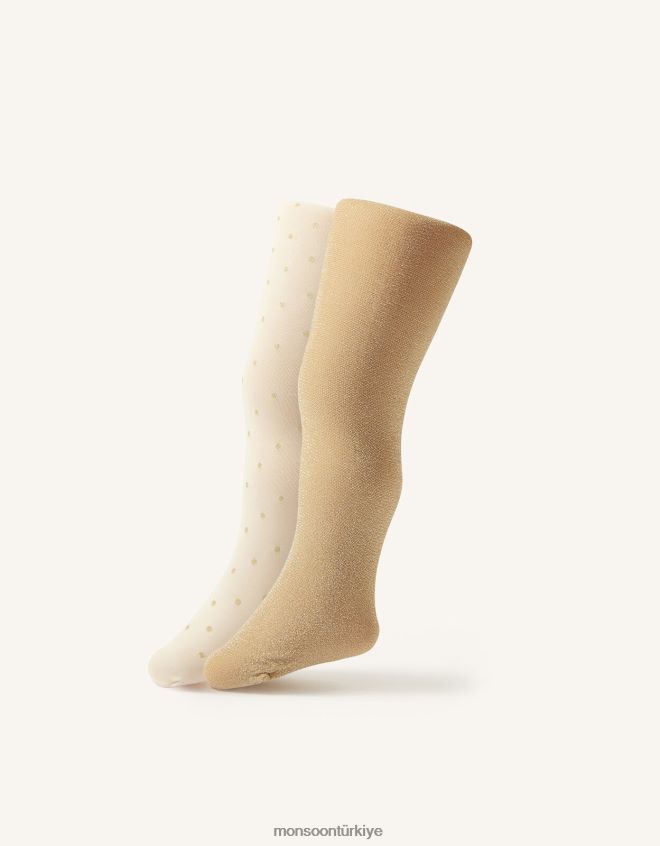 Monsoon kız bebek ışıltısı ve parıltılı dar ikili takım JH86BT2608 aksesuar altın