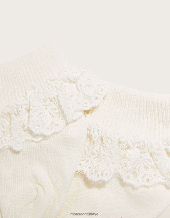 Monsoon kız bebek olivia fiyonklu dantel çorap JH86BT2617 aksesuar fildişi