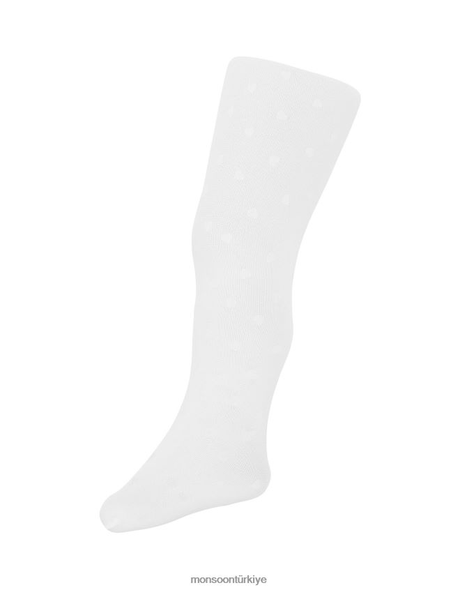 Monsoon kız bebek parıltılı kalpli naylon tayt JH86BT2670 aksesuar beyaz