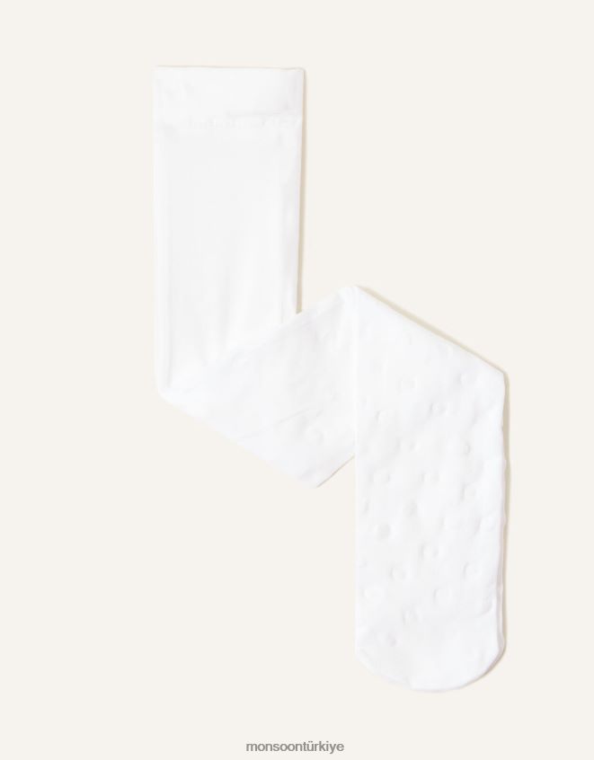 Monsoon kız bebek parıltılı kalpli naylon tayt JH86BT2670 aksesuar beyaz