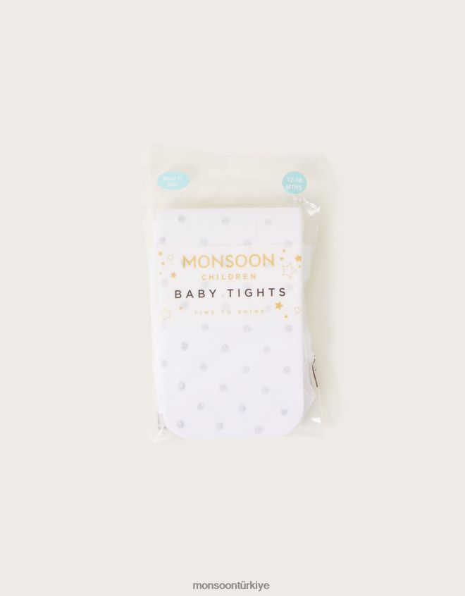 Monsoon kız bebek parıltılı nokta tayt JH86BT2851 aksesuar gümüş
