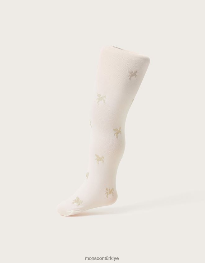 Monsoon kız bebek parıltılı tek boynuzlu at desenli tayt JH86BT2859 aksesuar altın