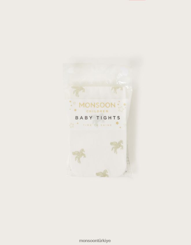 Monsoon kız bebek parıltılı tek boynuzlu at desenli tayt JH86BT2859 aksesuar altın