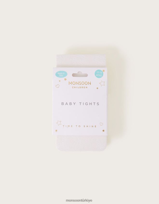 Monsoon kız bebek peluş elmas kelebek dantelli tayt JH86BT2653 aksesuar fildişi