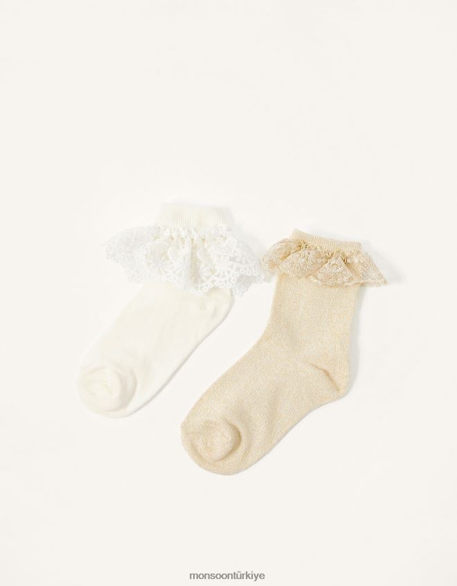 Monsoon kız dantel fırfırlı çorap twinset JH86BT2712 aksesuar altın
