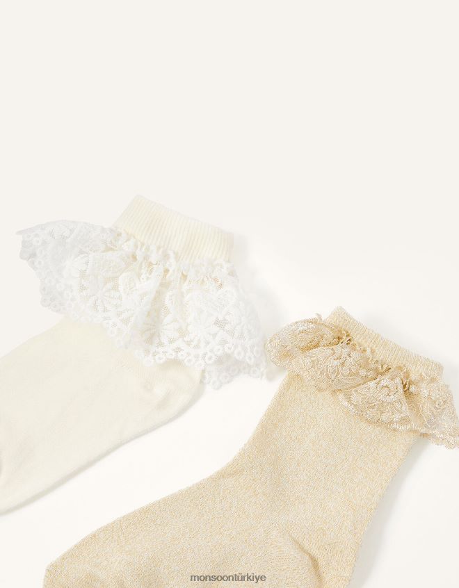 Monsoon kız dantel fırfırlı çorap twinset JH86BT2712 aksesuar altın
