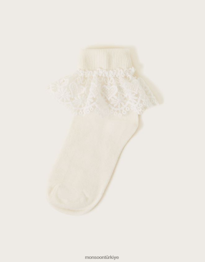Monsoon kız kalp dantel çorap JH86BT2460 aksesuar fildişi