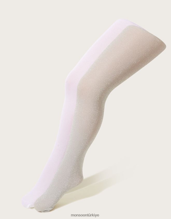 Monsoon kız ışıltılı metalik tayt ikili set JH86BT2643 aksesuar gümüş