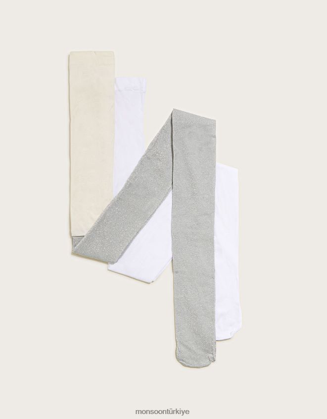 Monsoon kız ışıltılı metalik tayt ikili set JH86BT2643 aksesuar gümüş