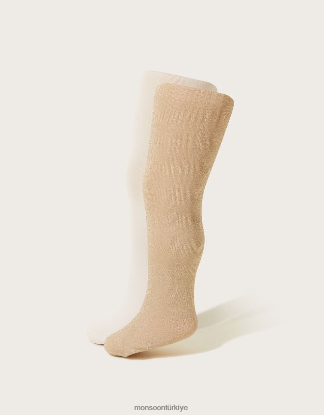 Monsoon kız ışıltılı metalik tayt ikili set JH86BT2703 aksesuar altın