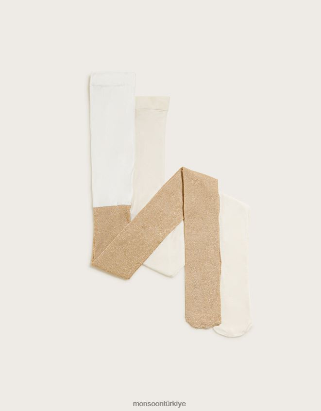 Monsoon kız ışıltılı metalik tayt ikili set JH86BT2703 aksesuar altın