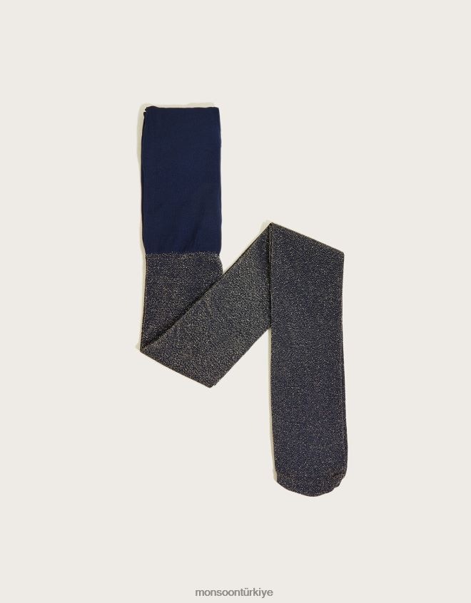 Monsoon kız ışıltılı naylon tayt JH86BT2682 aksesuar Mavi Donanma)