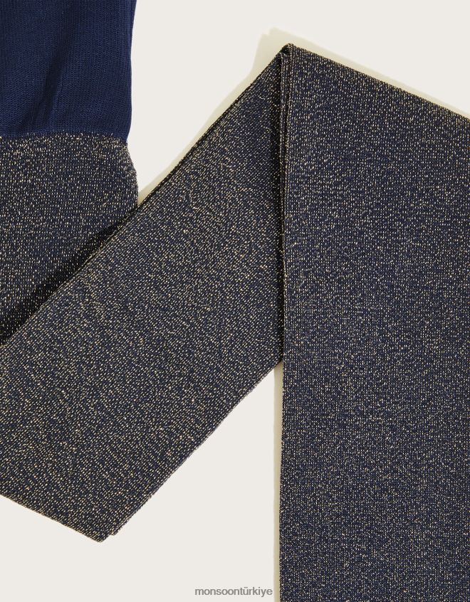 Monsoon kız ışıltılı naylon tayt JH86BT2682 aksesuar Mavi Donanma)