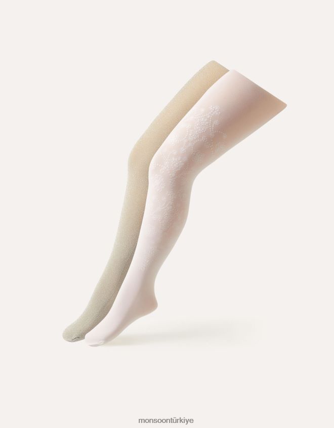 Monsoon kız parıltılı barok ışıltılı dar twinset JH86BT2694 aksesuar gümüş