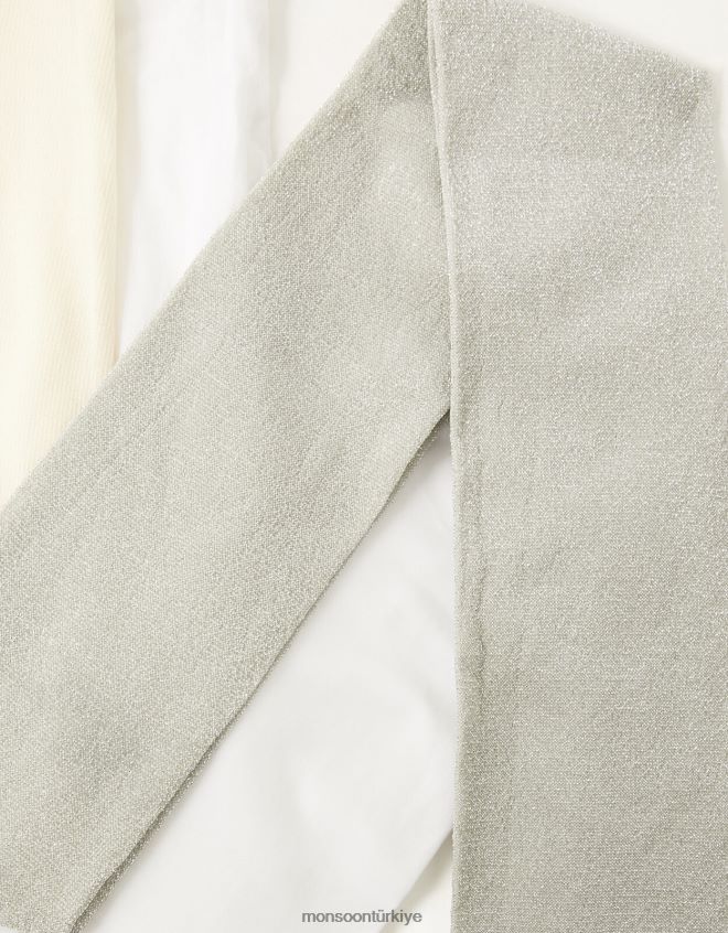 Monsoon kız parıltılı barok ışıltılı dar twinset JH86BT2694 aksesuar gümüş