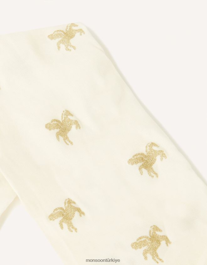 Monsoon kız parıltılı tek boynuzlu at taytları JH86BT2431 aksesuar fildişi