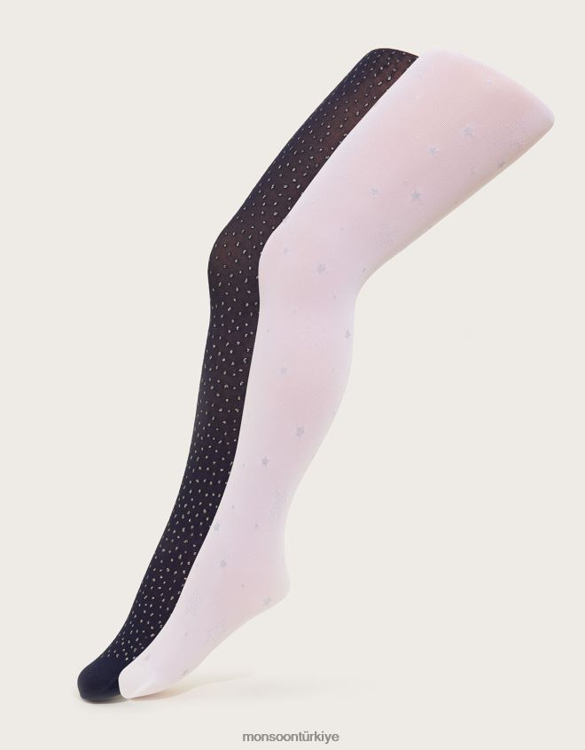 Monsoon kız yıldız ışıltılı tayt ikili takım JH86BT2691 aksesuar çok