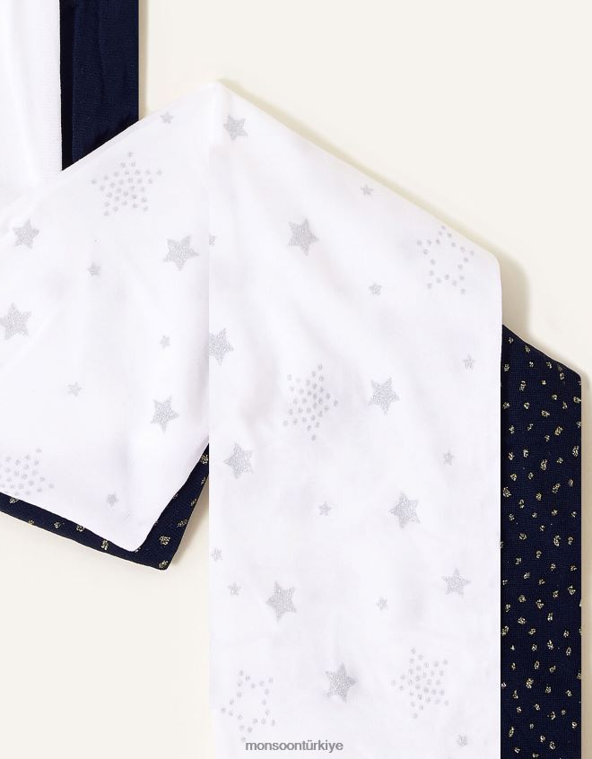 Monsoon kız yıldız ışıltılı tayt ikili takım JH86BT2691 aksesuar çok