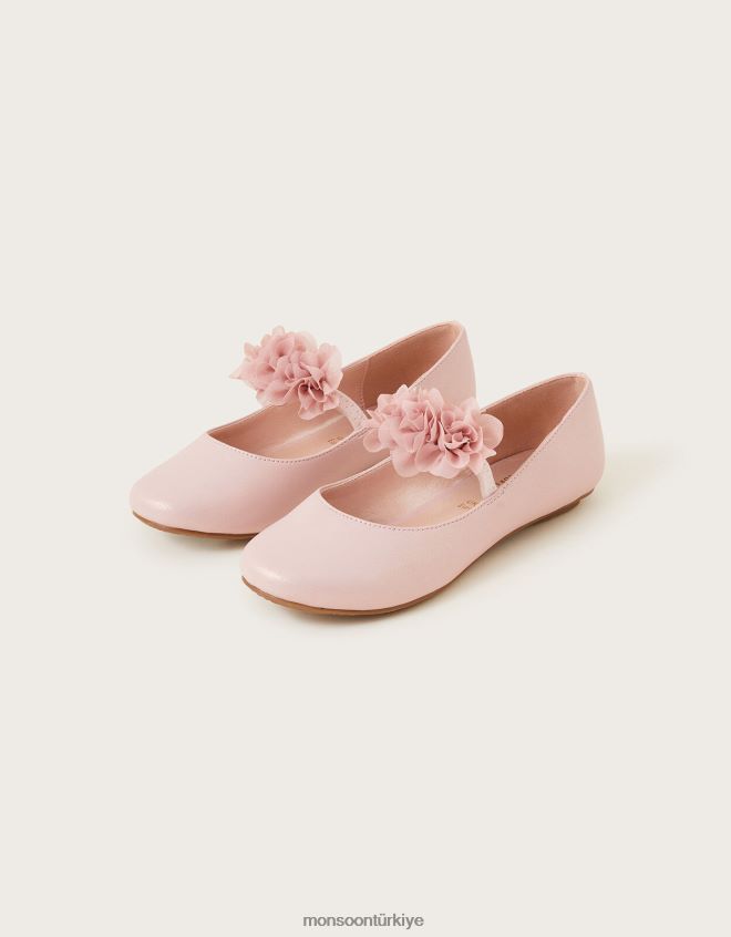 Monsoon kız çiçek buketi balerin daireleri JH86BT2339 ayakkabı pembe