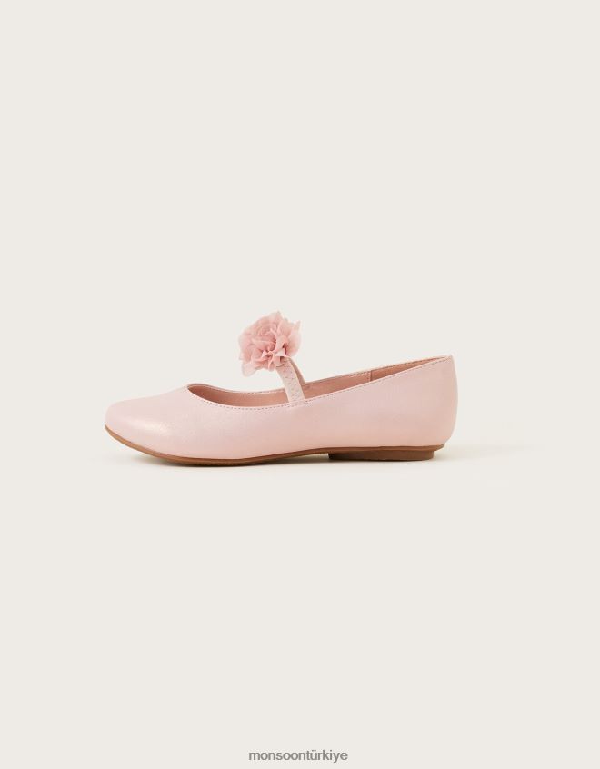 Monsoon kız çiçek buketi balerin daireleri JH86BT2339 ayakkabı pembe