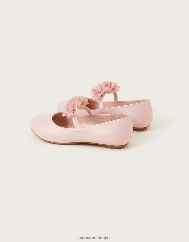 Monsoon kız çiçek buketi balerin daireleri JH86BT2339 ayakkabı pembe