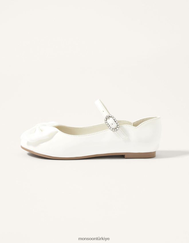 Monsoon kız kali patentli balerin daireleri JH86BT2405 ayakkabı fildişi