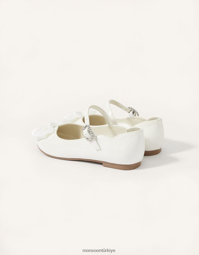 Monsoon kız kali patentli balerin daireleri JH86BT2405 ayakkabı fildişi