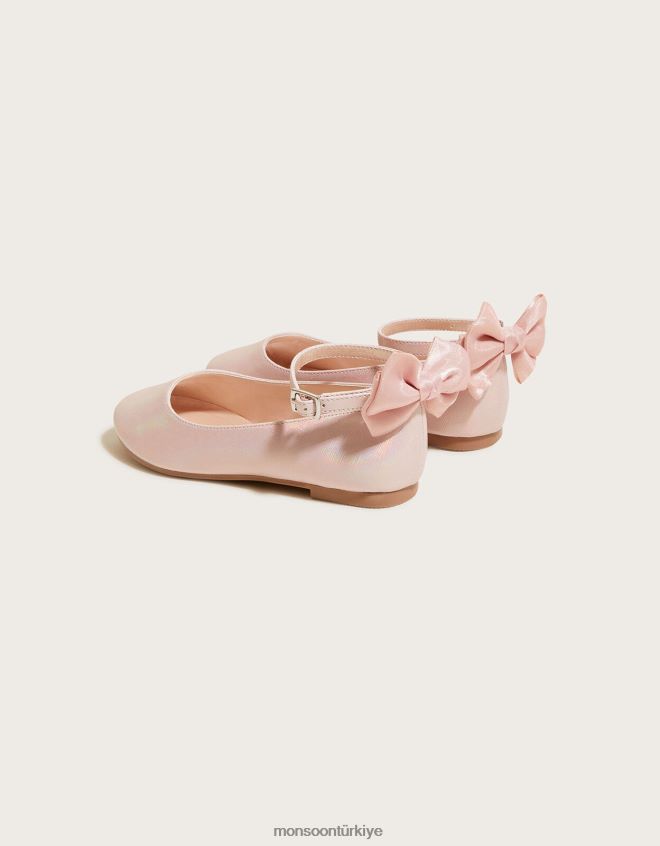 Monsoon kız organze fiyonklu balerin daireleri JH86BT2768 ayakkabı pembe