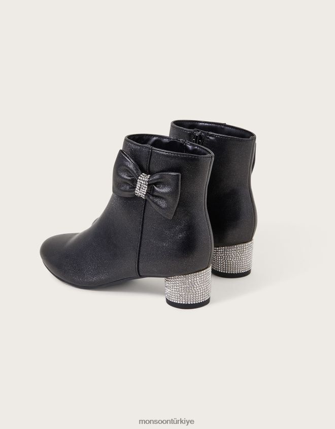 Monsoon kız diana dazzle fiyonklu çizme JH86BT2332 ayakkabı siyah