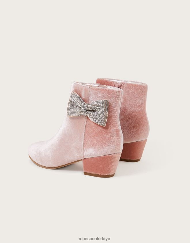 Monsoon kız lucinda kadife parti botları JH86BT2304 ayakkabı pembe