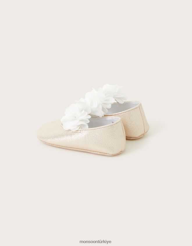 Monsoon çocuklar baby ella korsajlı patik ve bando takımı JH86BT2376 ayakkabı altın