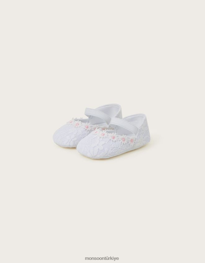 Monsoon çocuklar bebek papatya dantelli patik JH86BT2363 ayakkabı fildişi