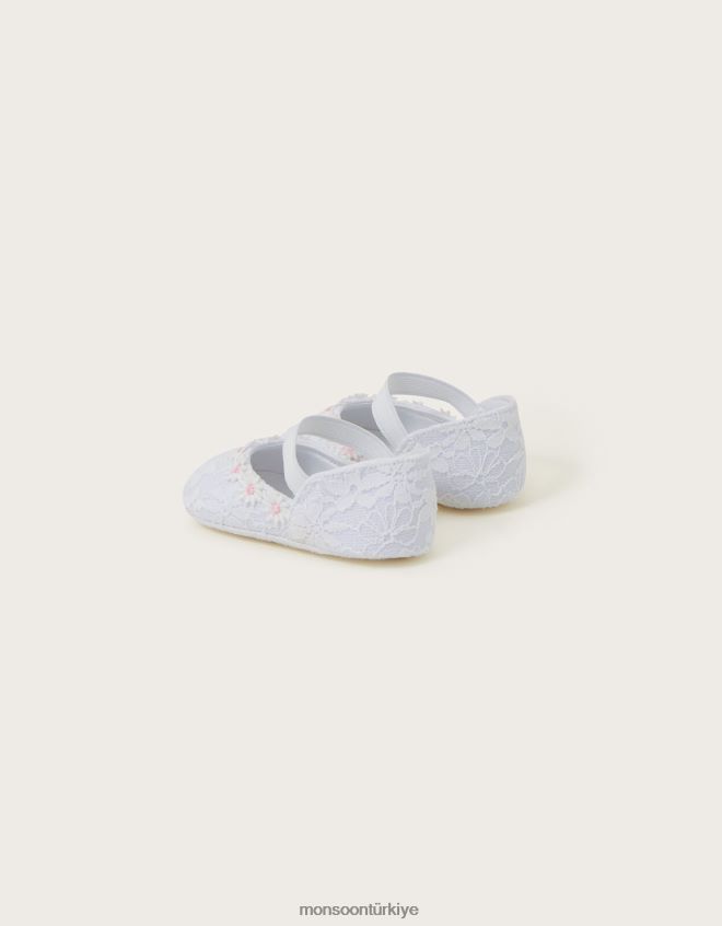 Monsoon çocuklar bebek papatya dantelli patik JH86BT2363 ayakkabı fildişi
