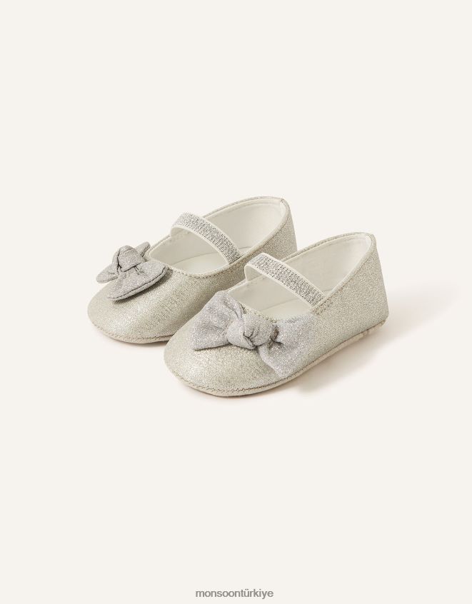 Monsoon çocuklar bebek piper patikleri JH86BT2397 ayakkabı gümüş