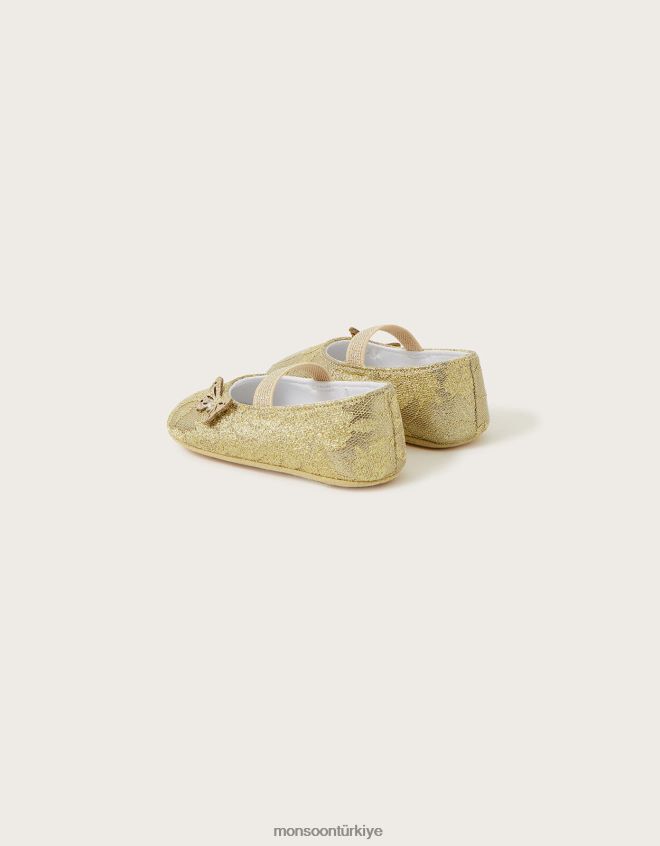 Monsoon çocuklar dantel kelebek detaylı patik JH86BT2335 ayakkabı altın