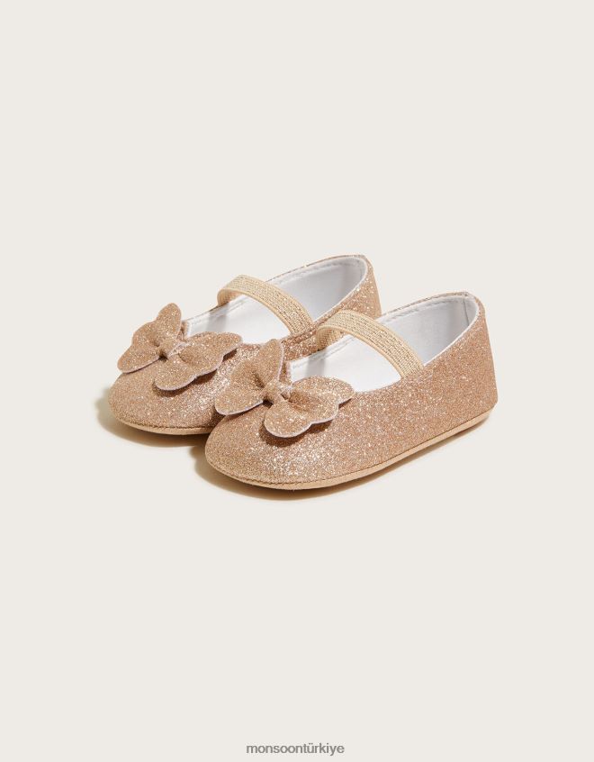 Monsoon çocuklar kelebek patik JH86BT2394 ayakkabı altın