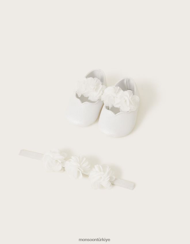 Monsoon çocuklar korsaj bando ve patik seti JH86BT2327 ayakkabı fildişi