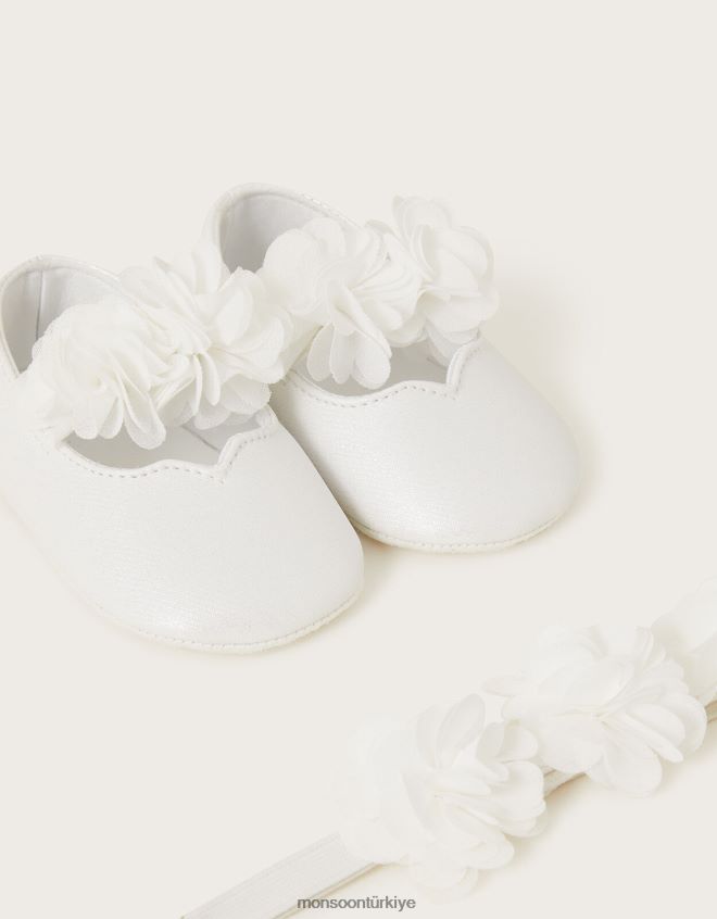 Monsoon çocuklar korsaj bando ve patik seti JH86BT2327 ayakkabı fildişi