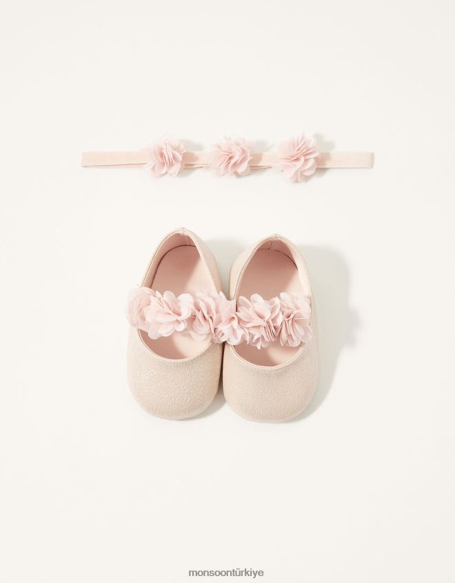 Monsoon çocuklar korsaj bando ve patik seti JH86BT2762 ayakkabı pembe