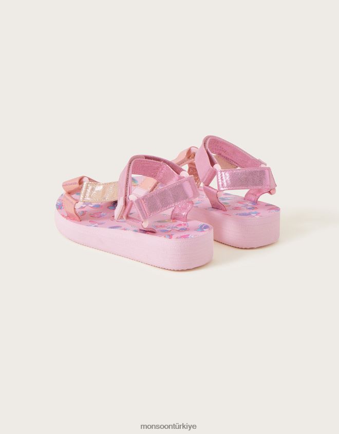 Monsoon kız kelebek desenli yırtmaçlı trekker sandalet JH86BT2372 ayakkabı pembe