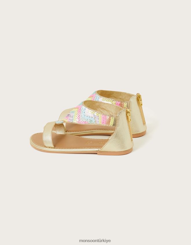 Monsoon kız pastel pullu gökkuşağı sandaletler JH86BT2393 ayakkabı çok