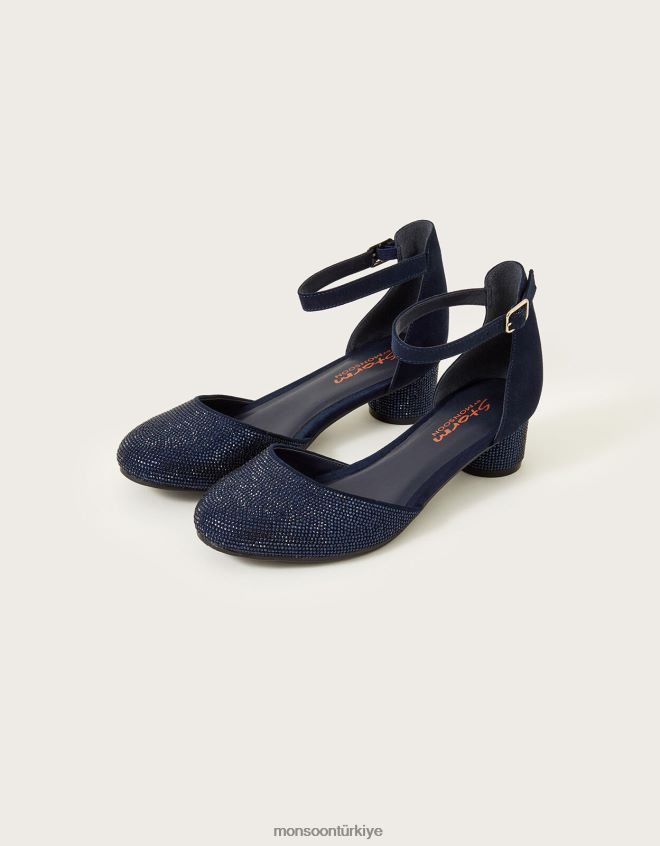 Monsoon kız diamante iki parçalı topuklu ayakkabı JH86BT1914 ayakkabı Mavi Donanma)