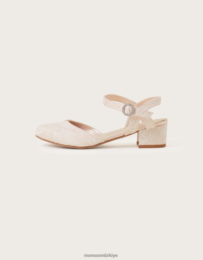Monsoon kız iki parçalı dantel topuklu ayakkabı JH86BT2359 ayakkabı pembe